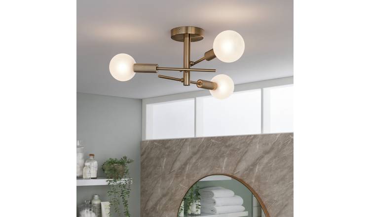 Habitat brass bathroom ceiling light, 58cm diameter, UK version