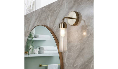 Habitat Ribbed Metal Wall Light Gold Bathroom Light