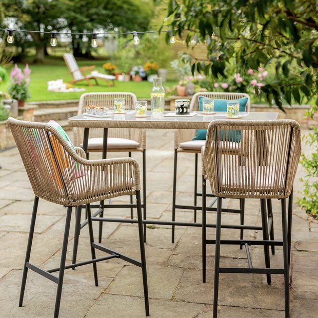 Habitat Malta garden bar set 4 seater in Natural, UK version