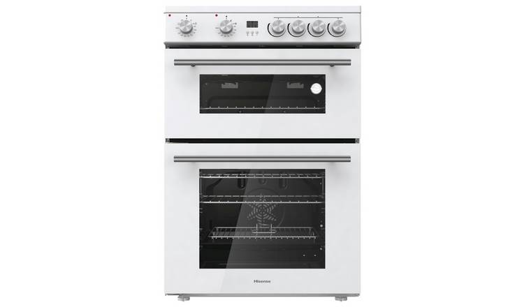Hisense 60cm double oven electric cooker in white, UK version