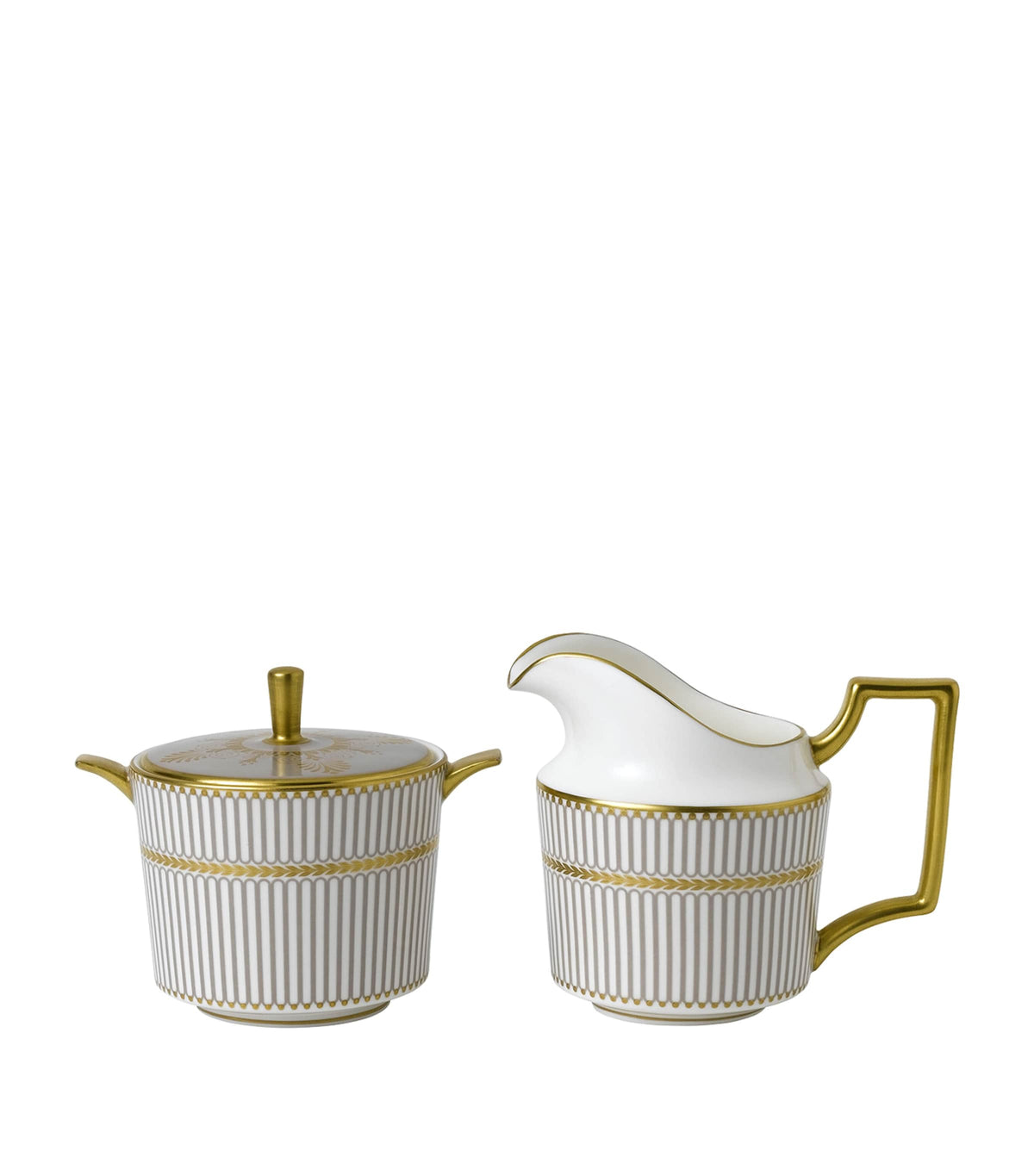 Wedgwood Anthemion Grey cream jug and sugar bowl set (British brand)
