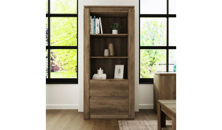 GFW Canyon 2 drawer deep bookcase in oak finish, UK version