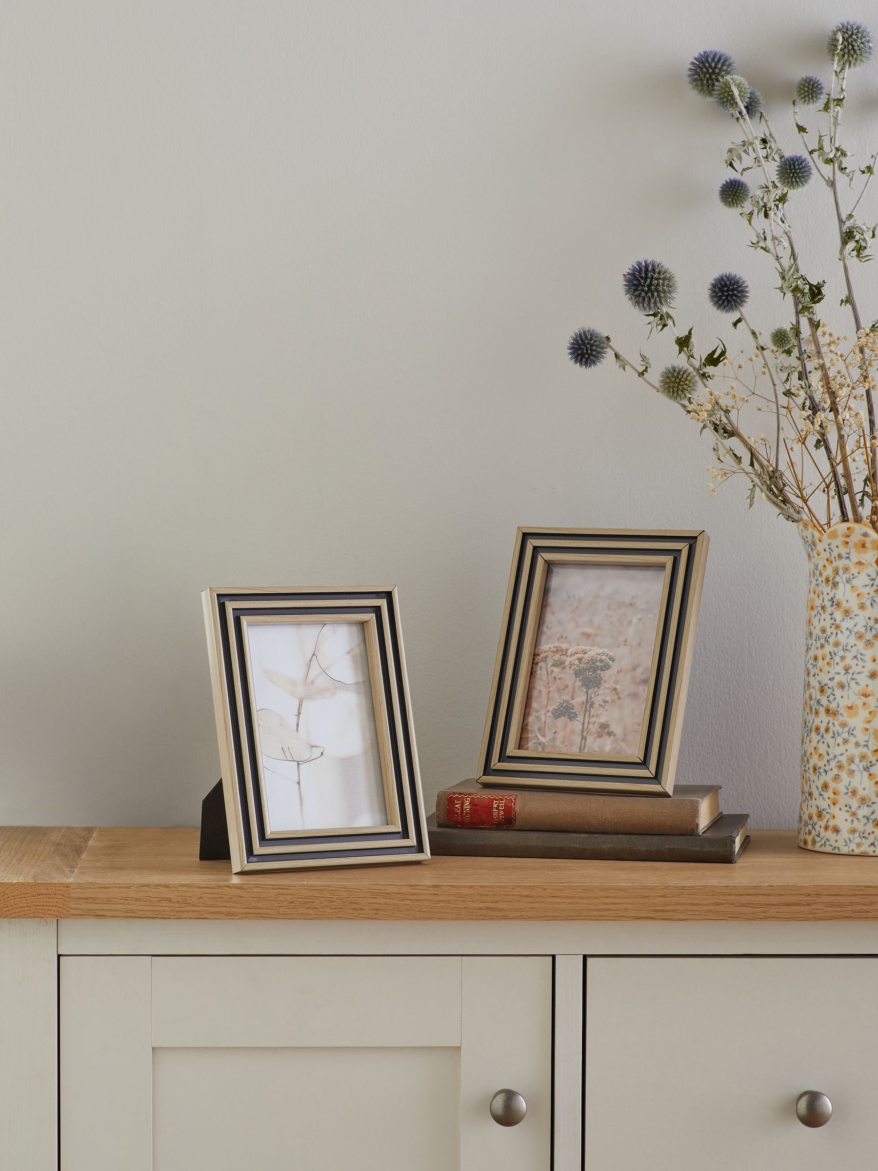 Natural and black two tone photo frame set of two (British brand)