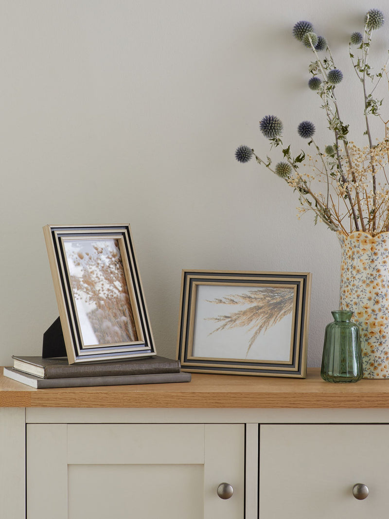 Natural and black two tone photo frame set of two (British brand)