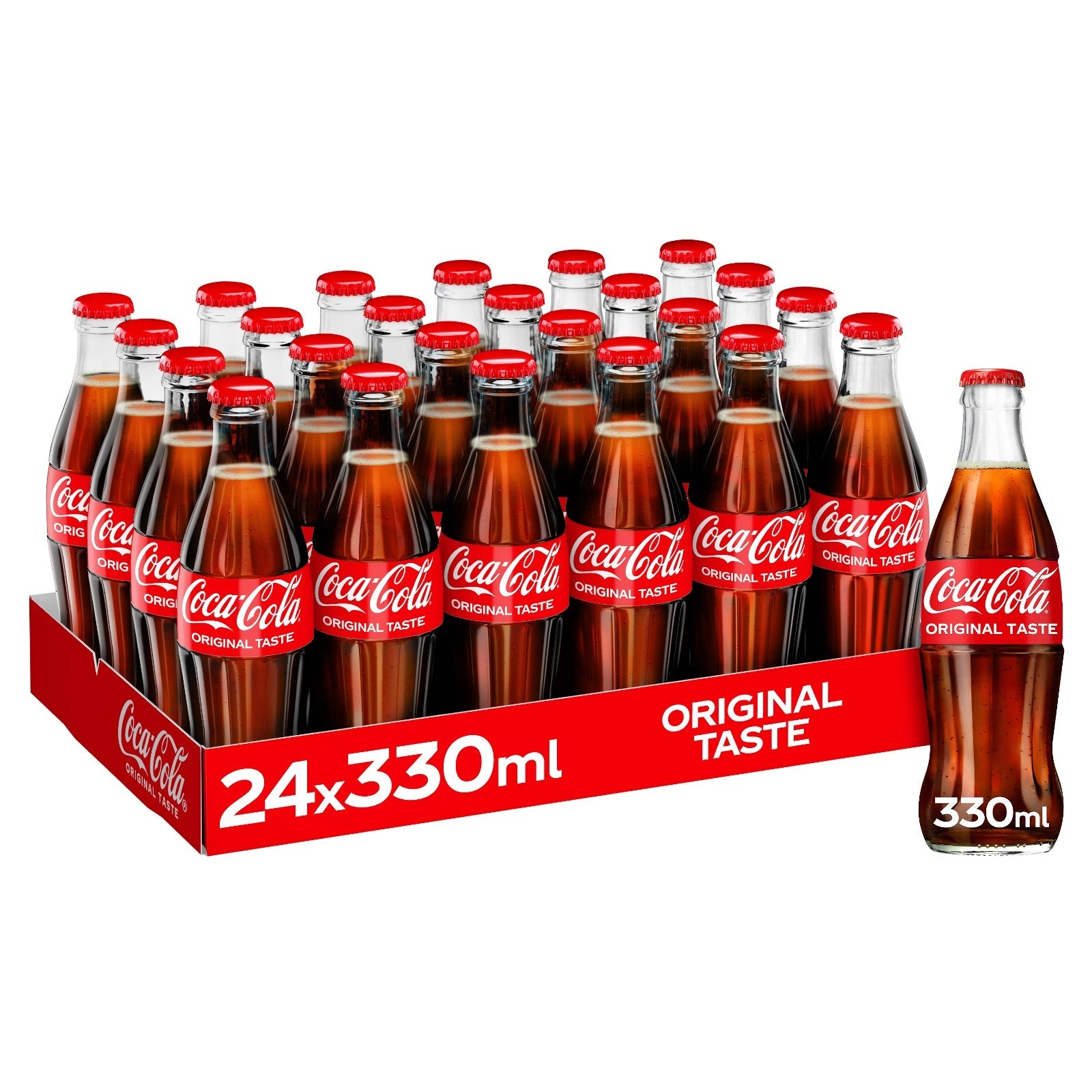 Coca-Cola Original Taste cola 24 x 330ml glass bottles - British product