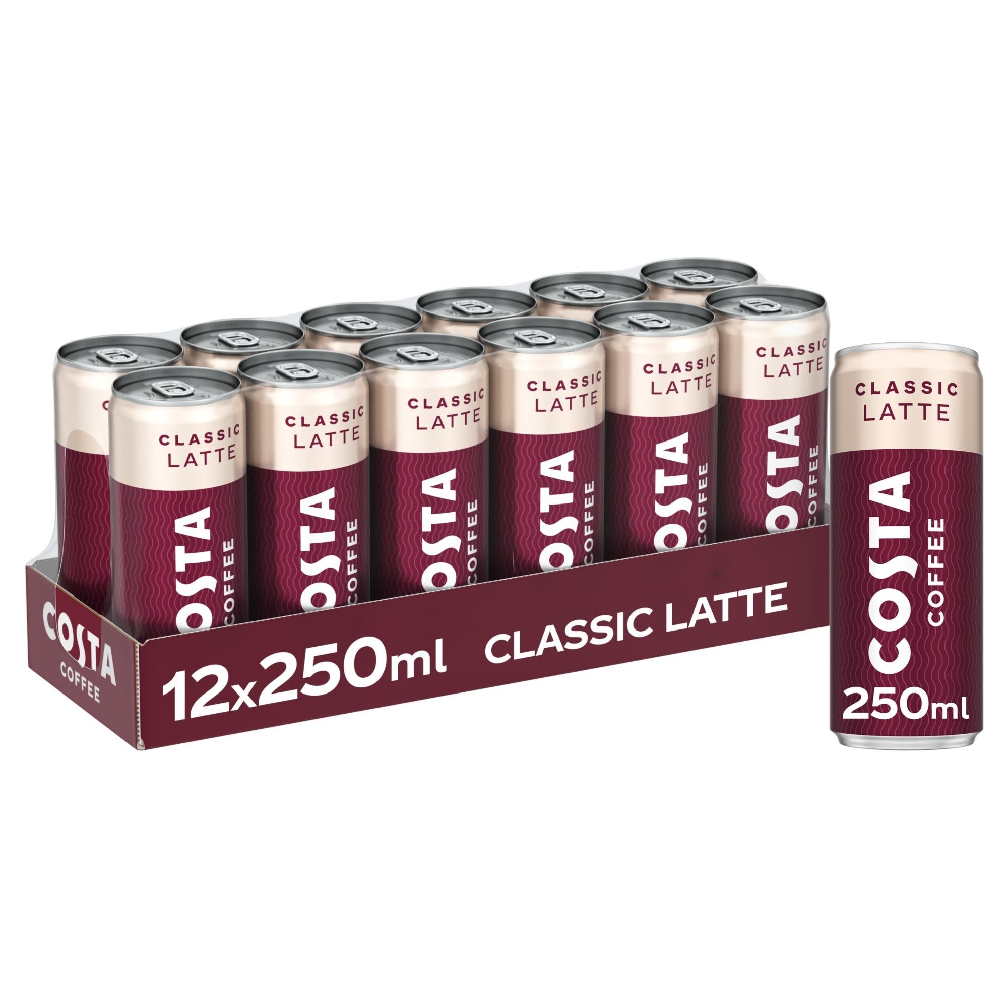 Costa Coffee Classic Latte Iced Coffee 12 x 250ml cans - British product