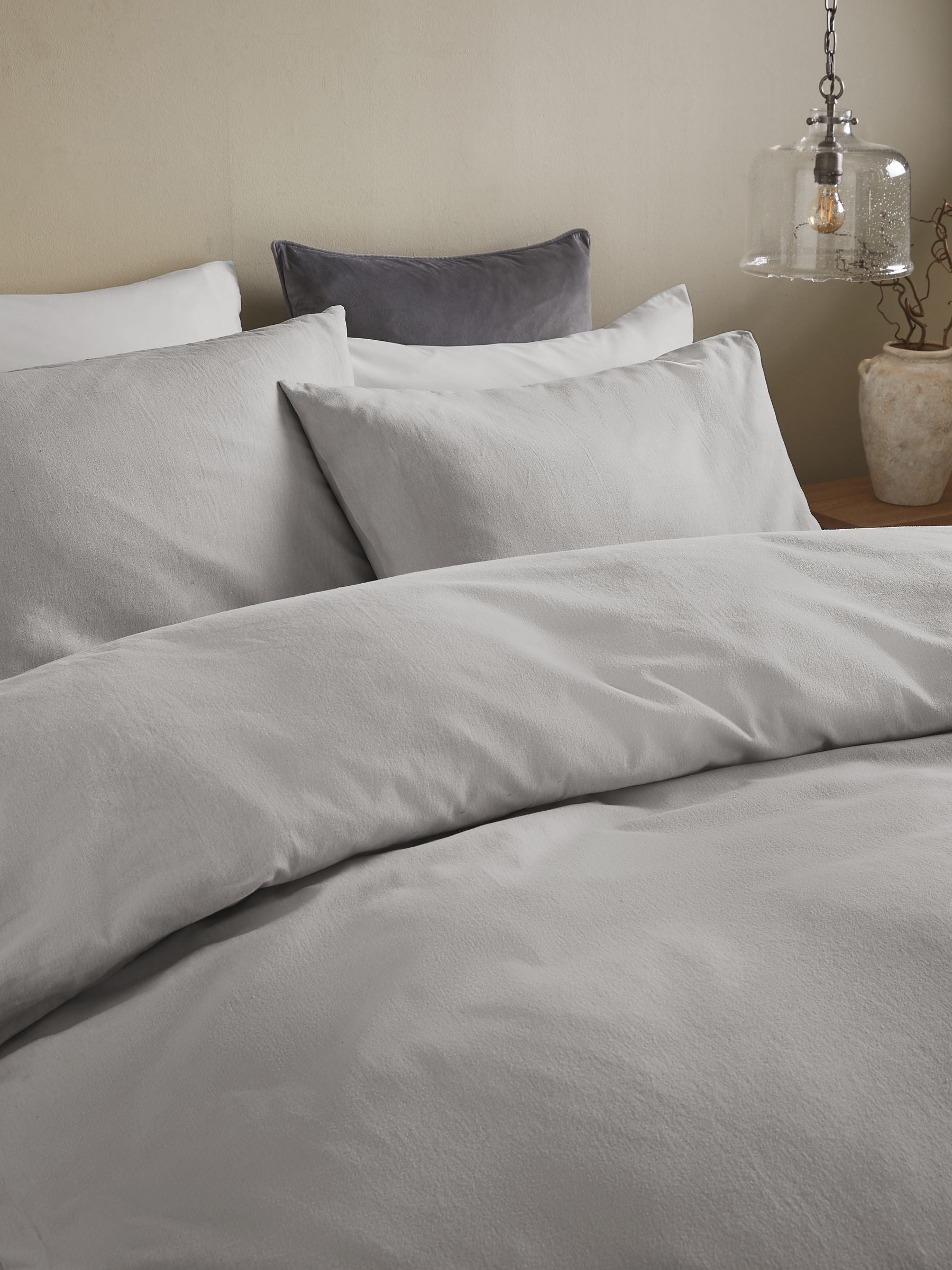 Silver Grey Supersoft Cotton Duvet Cover Set (British brand)