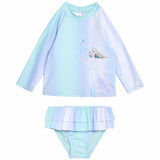 M&S Girls Frozen long sleeve swimming tankini, 2-3 Years, Blue