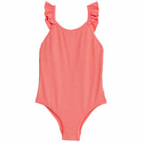 M&S Girls Glitter Textured Swimming Costume, 10-11 Years, Coral