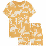 M&S Boys Pure Cotton Dinosaur Short Pyjamas, 6-7 Years, Yellow