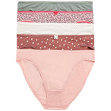 M&S Cotton Lycra Printed High Leg, 5 Pack, 16, Green Mix