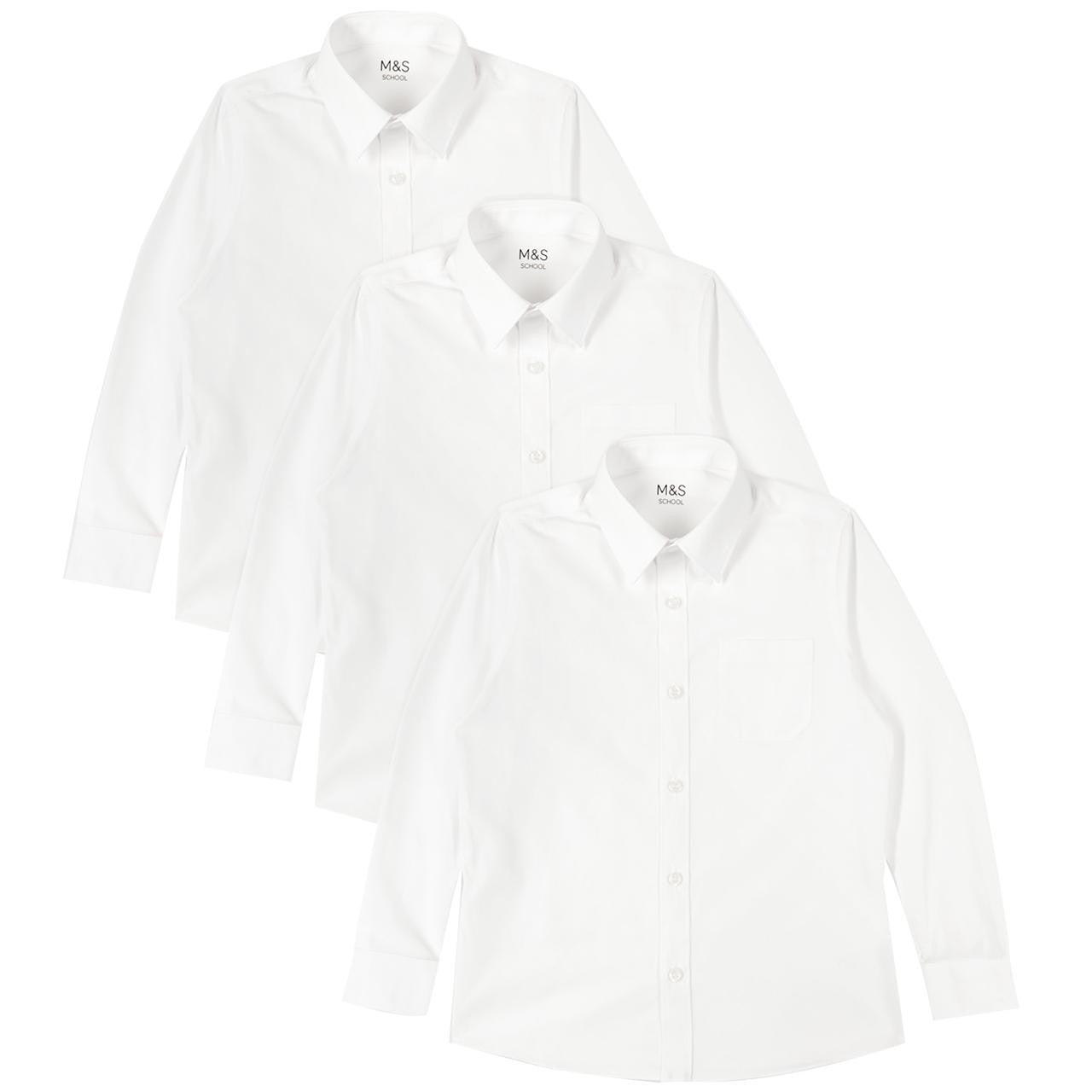 M&S Boys Regular Fit Easy to Iron Shirts, 8-9 Years, White