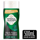 Imperial Leather Black Pepper and Cedarwood 2-in-1 hair and body wash for men, UK version
