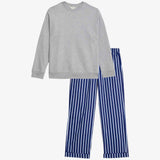 M&S Cotton Rich Striped Pyjamas, Size 8, Grey Mix