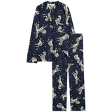 M&S Womens Cotton Modal Zebra Print Revere Pyjama Set, XL, Navy