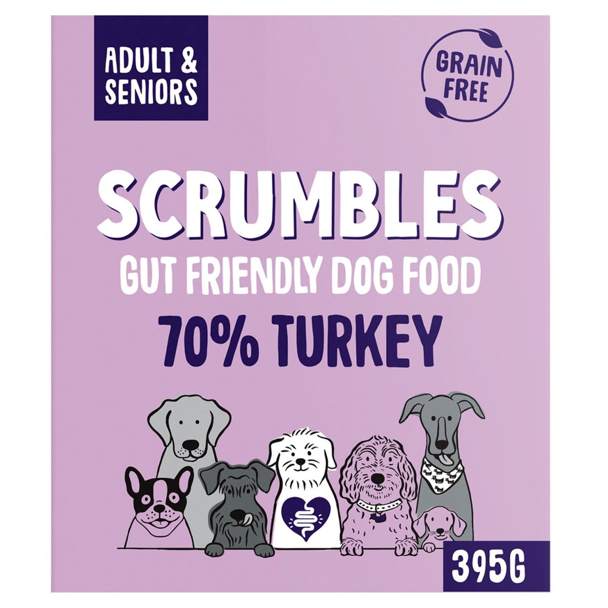Scrumbles grain-free turkey wet dog food pate for adult dogs (British brand)