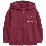 M&S Heart Zip Through Hoodie, 6-7 Years, Claret