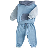 M&S Boys Cotton Rich Colour Block Sweat Outfit, 6-9 Months, Blue