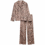M&S Womens Leopard Print Pyjama Set, L, Brown