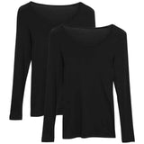 M&S Womens Lightweight Heatgen Thermal Long Sleeve Tops, Size 12, Black