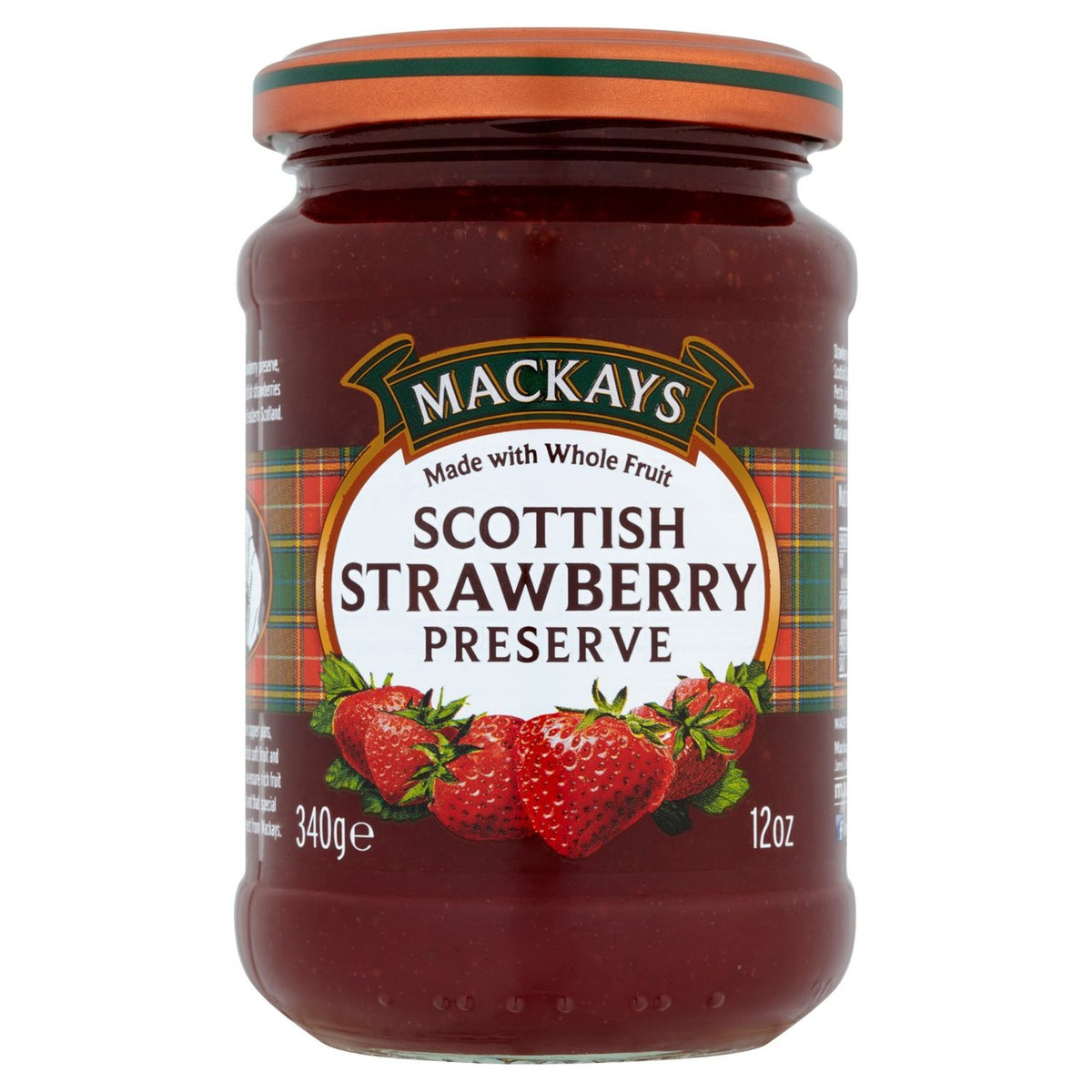 Mackays Scottish strawberry preserve, imported from the UK