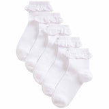 M&S Girls, Frill Socks, Size 6-8 Small, White