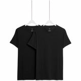 M&S Mens 2pk Light Thermal Short Sleeve Top, Large, Black
