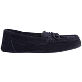 M&S Suede Faux Fur Lined Moccasin Slippers, Size 4, Midnight Navy