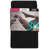 M&S Collection 30 Denier Body Sensor Tights, Medium, Black