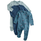 M&S Boys Pure Cotton Car Print Sleepsuits, 12-18 M, Navy Mix