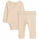 M&S Paris Wrapover Bodysuit Outfit, 0-3 Months, Oatmeal