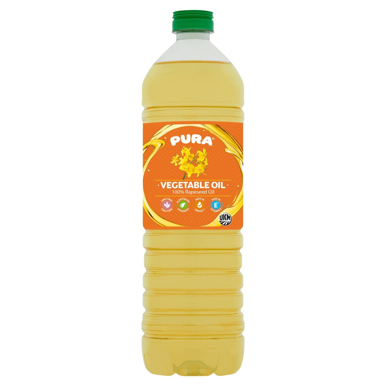 Pura vegetable oil made from rapeseed in a bottle, imported from the UK