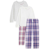 M&S Check Pyjamas, 7-8 Years, Grey, 2 Pack