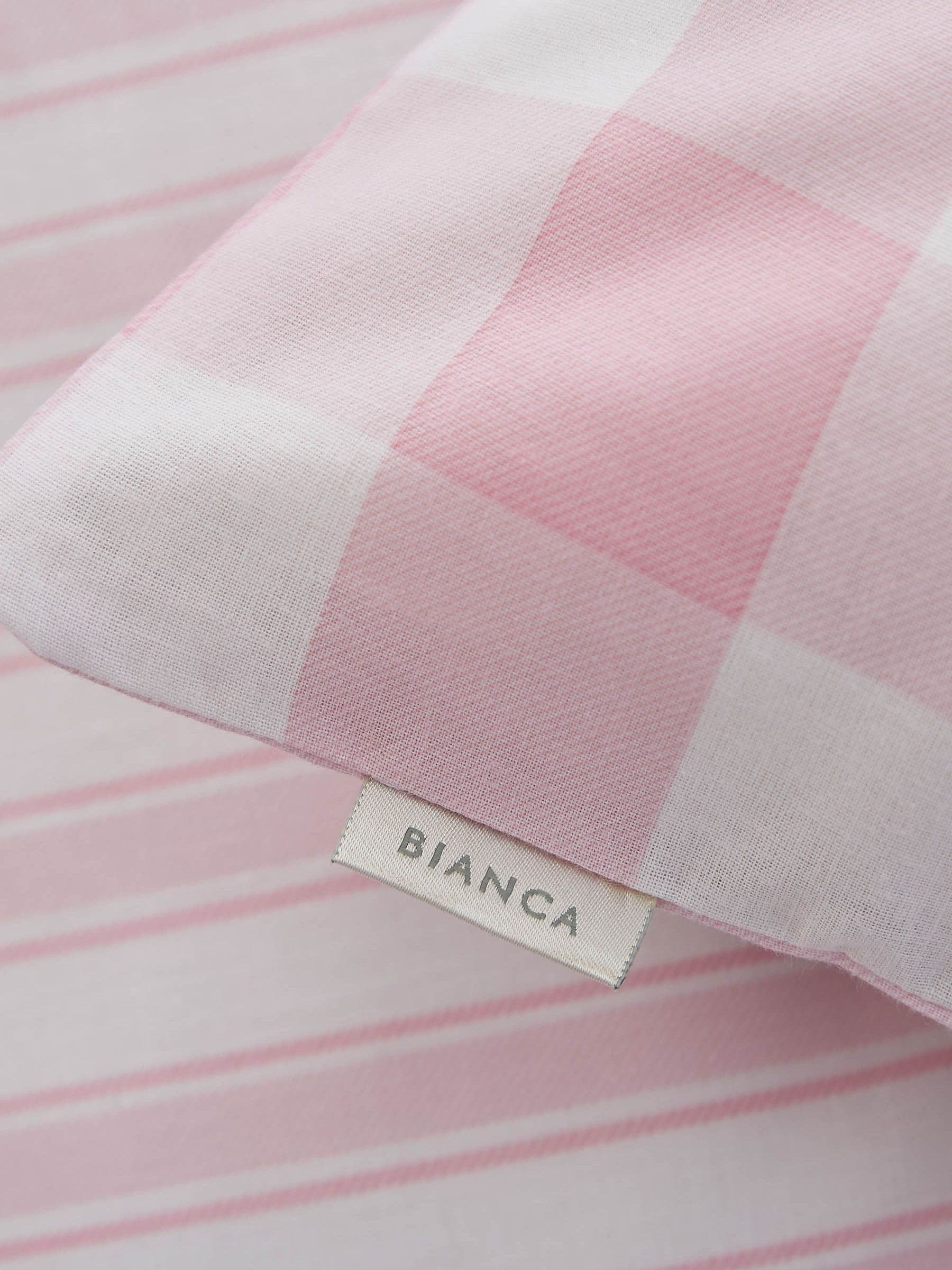 Bianca Pink Gingham duvet cover and pillowcase set - British product