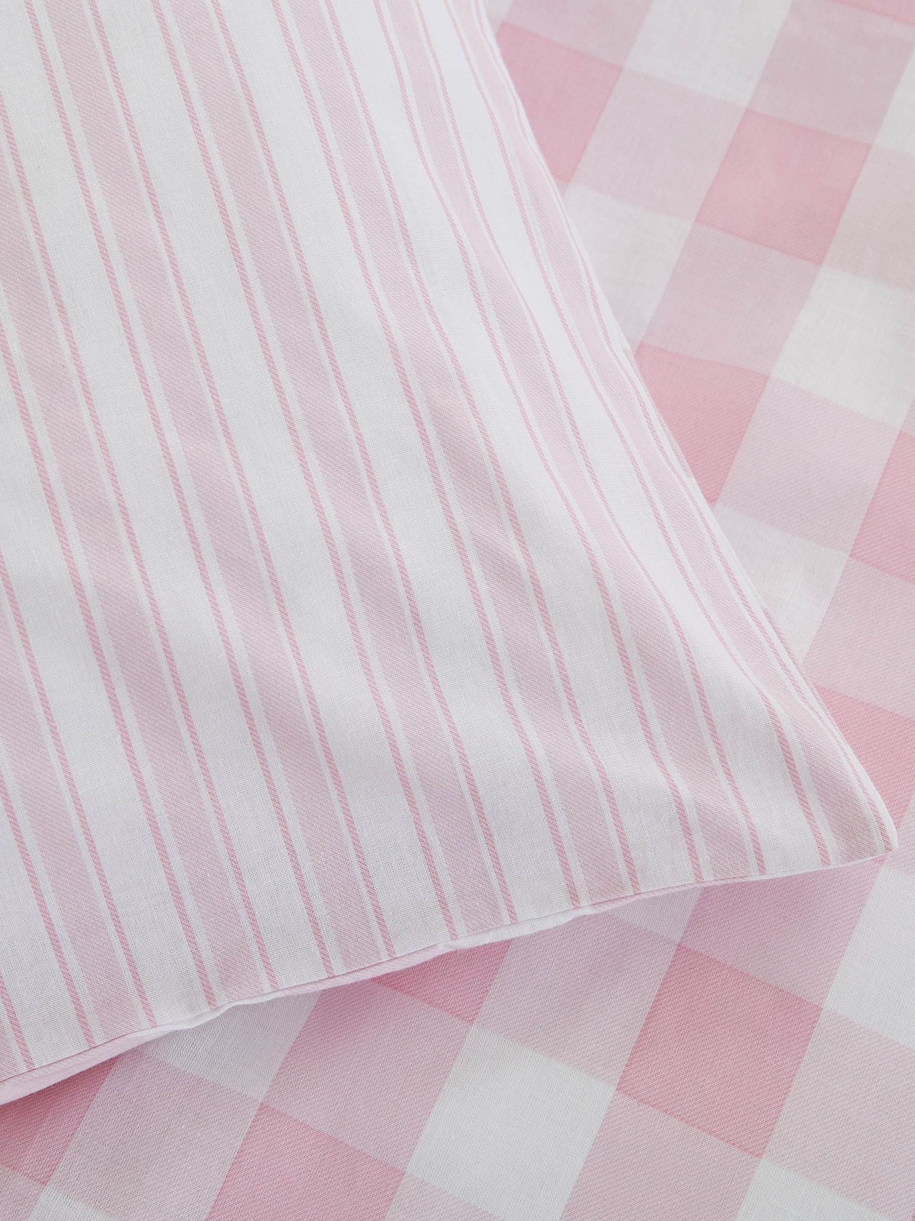 Bianca Pink Gingham duvet cover and pillowcase set - British product