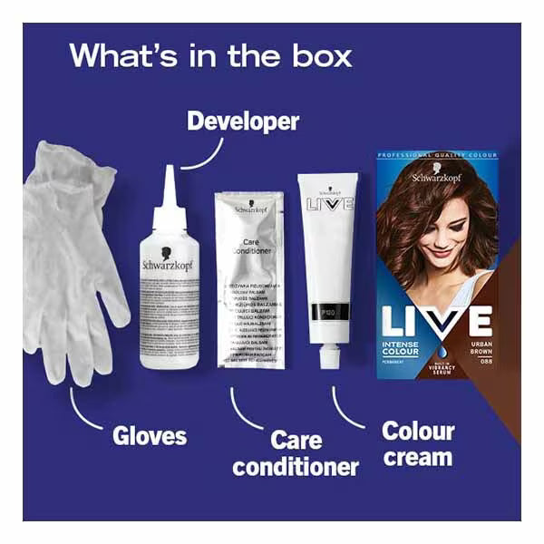 Schwarzkopf LIVE brown permanent hair dye box - British product