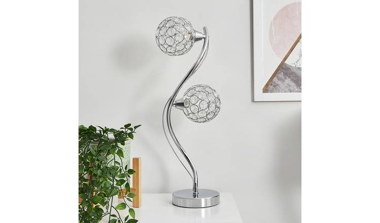 BHS Orchid 2 Light Table Lamp silver - British product