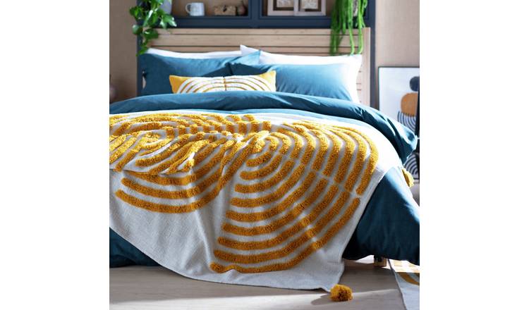 Habitat Geo Tufted Throw white and yellow 125x150cm, UK version