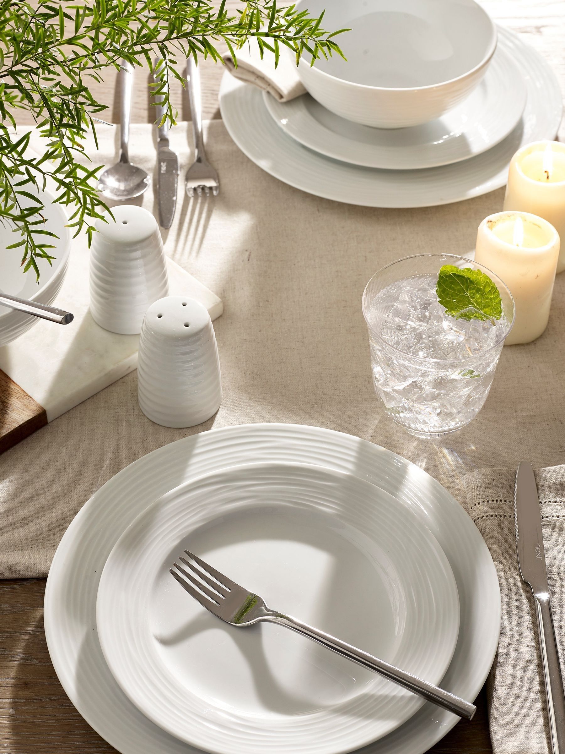 Malvern white embossed dinner set 12 piece (British brand)