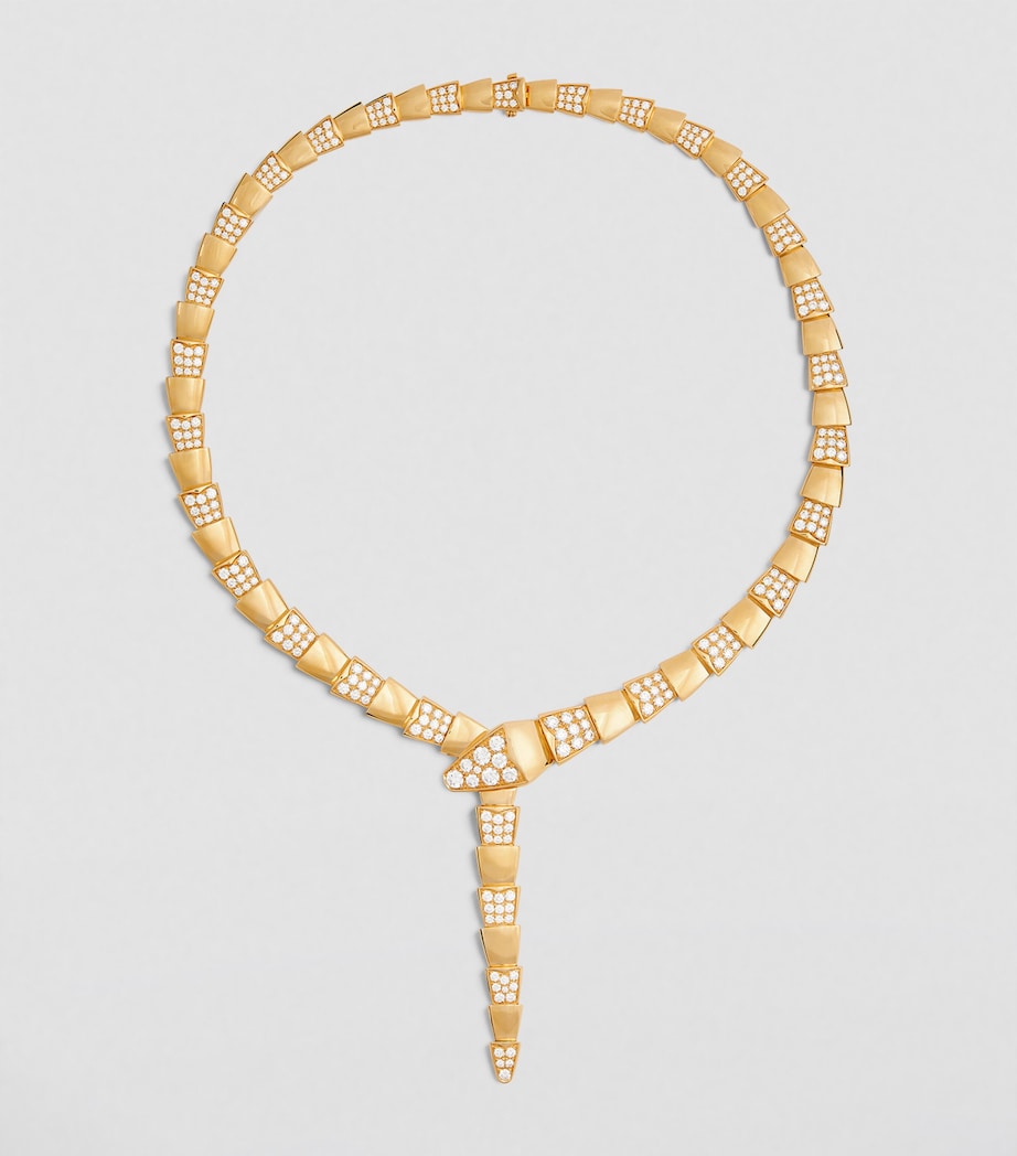 Bvlgari yellow gold and diamond Serpenti Scaglie necklace - British product