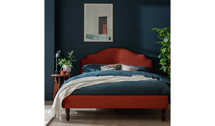 Habitat double velvet bed frame in orange, UK version
