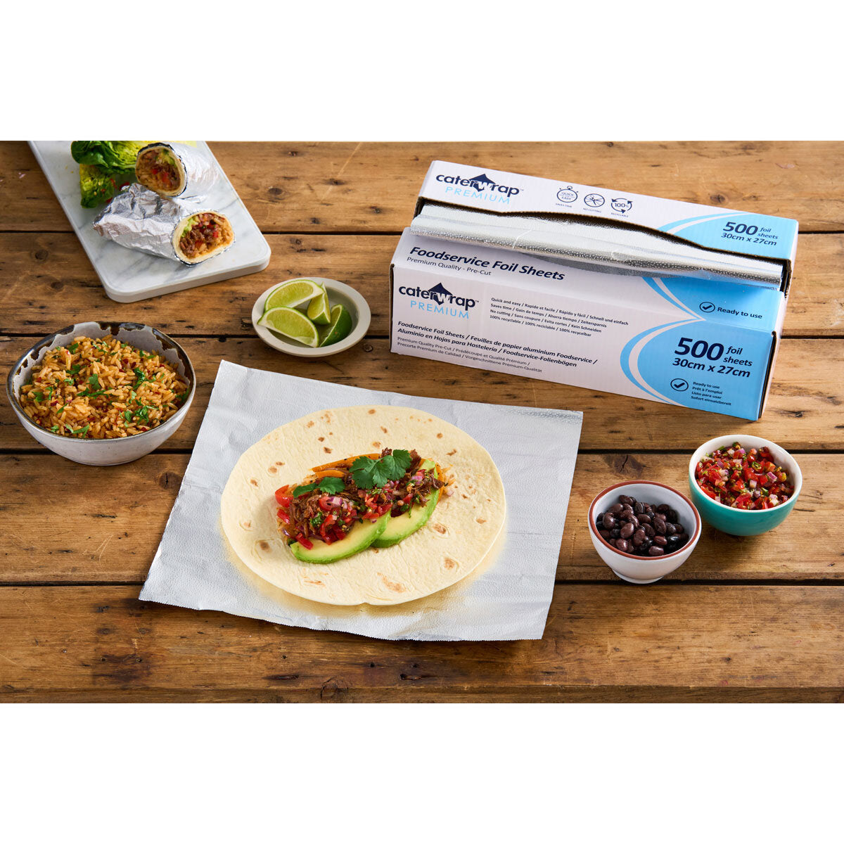 Caterwrap 30 x 27cm food service foil sheets 500 sheets - British product