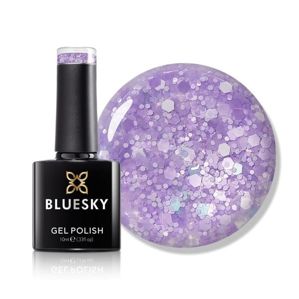 Bluesky glitter neon gel polish purple shade - British product