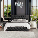 LLB Luna Velvet Kingsize Ottoman Bedframe in Black, UK version