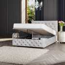 LLB Luna Velvet Silver Ottoman Bed Frame Superking, UK version