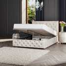 LLB Luna velvet small double ottoman storage bedframe in pearl, UK version