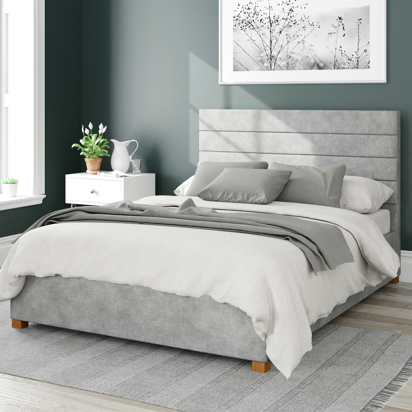 Aspire kingsize ottoman bedframe in silver - British product