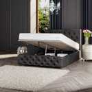LLB Luna Velvet Double Ottoman Bedframe Black, UK version