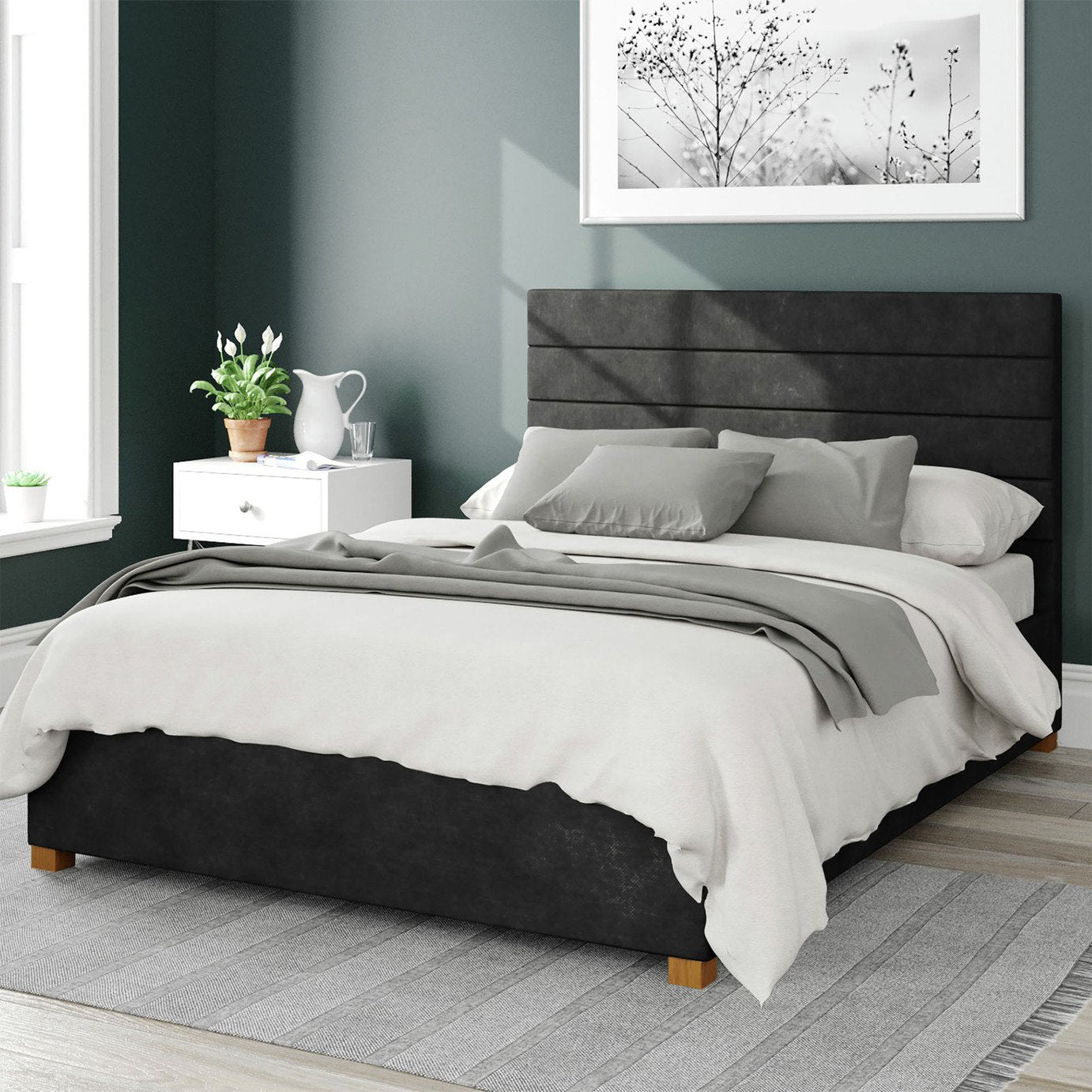 Aspire Kelly Ottoman Bedframe in Charcoal Superking - British product