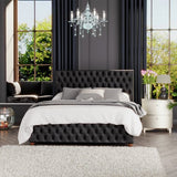 LLB Seren Velvet Small Double Ottoman Bedframe Black, UK version